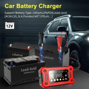 Chargeur Batterie Voiture 12V/6A – Écran LCD | Auto-Stop | Compatible AGM GEL Lithium Plomb